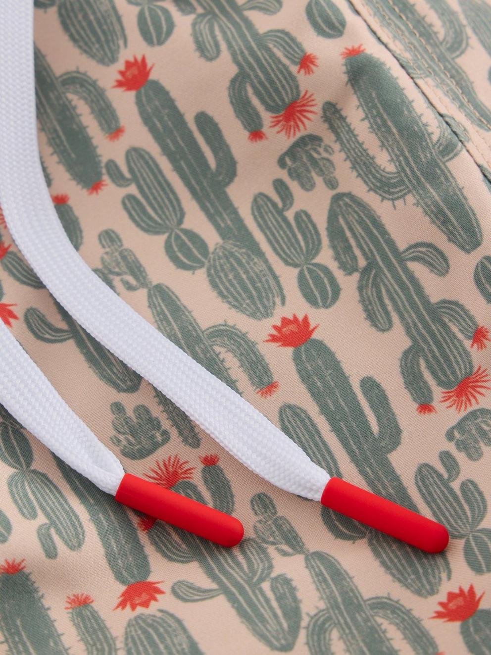 Cactus Print Volley Swimshort in NAT PR - FLAT DETAIL