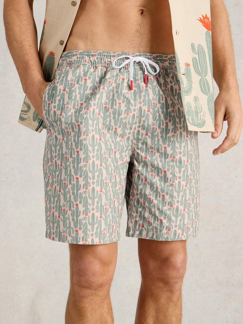 Cactus Print Volley Swimshort in NAT PR - LIFESTYLE