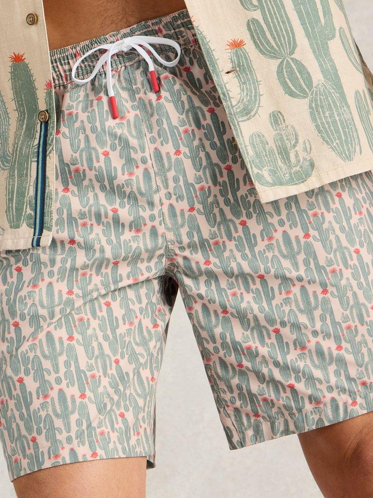 Cactus Print Volley Swimshort in NAT PR - MODEL DETAIL