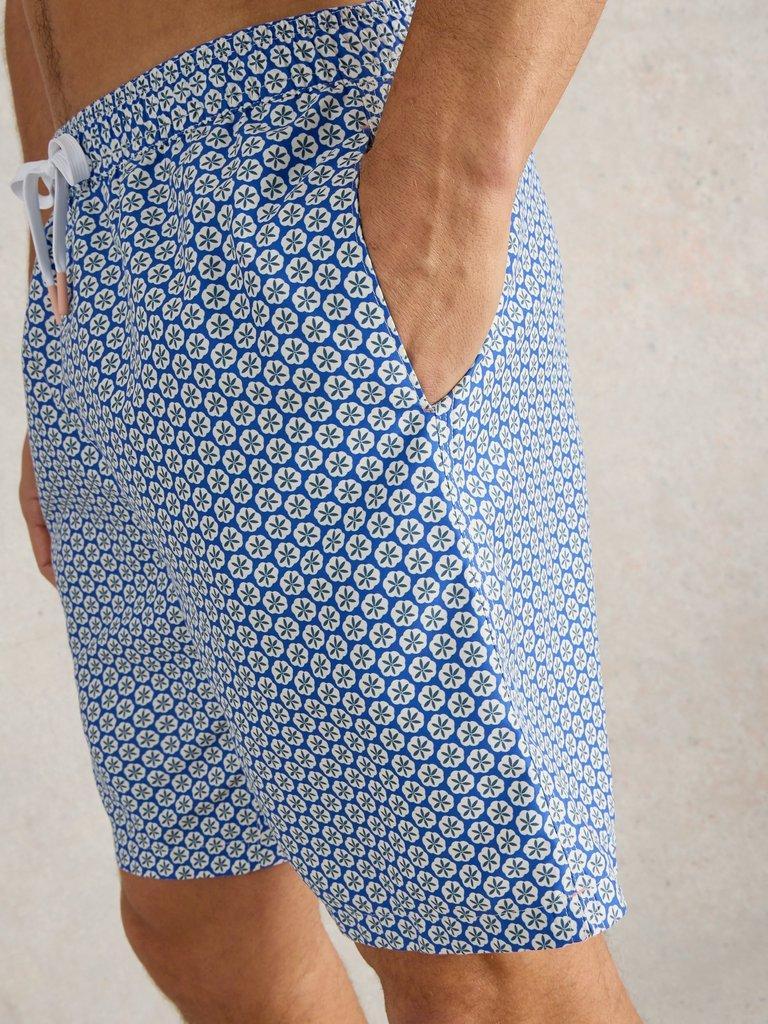 Geo Print Volley Swimshort in BLUE PR - MODEL DETAIL