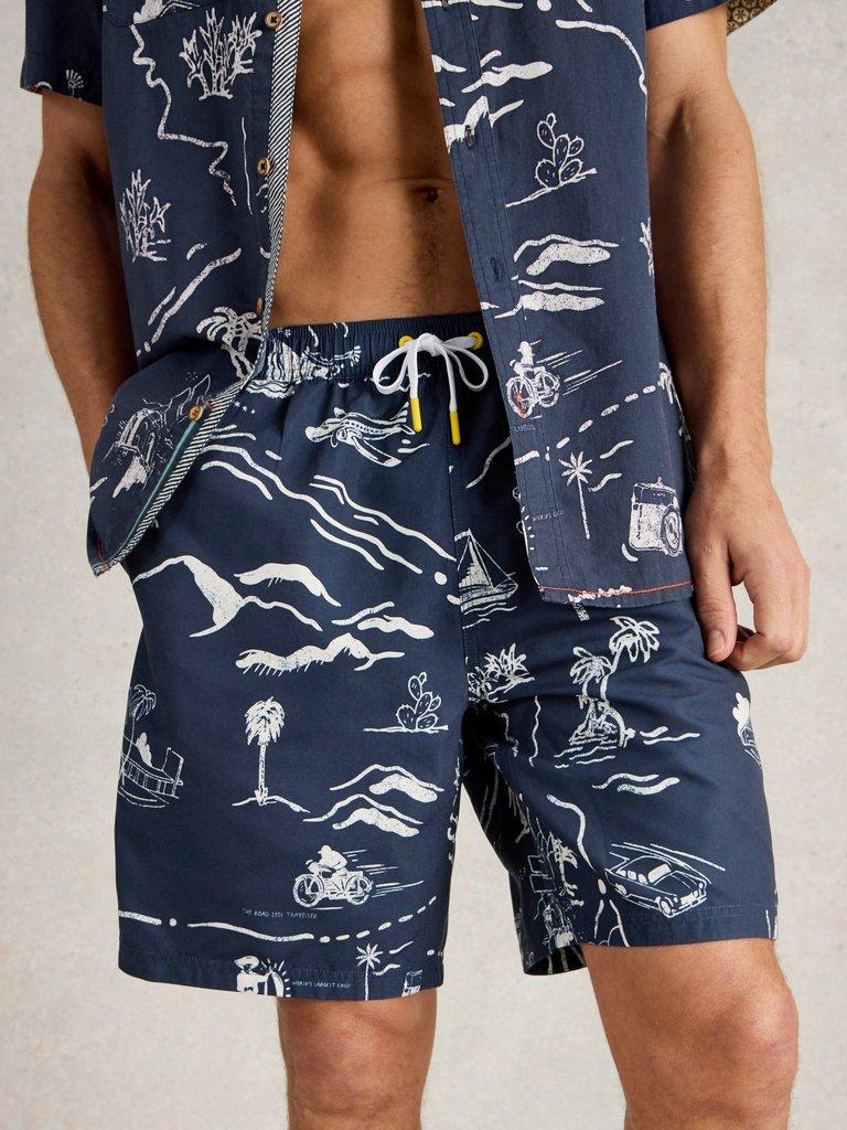 Map Print Volley Swimshort in NAVY MULTI - LIFESTYLE