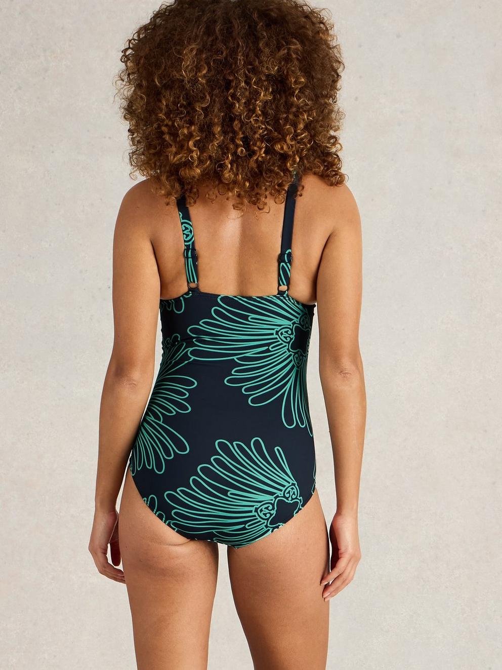 Splash Control One Piece Swimsuit in NAVY MULTI - MODEL BACK