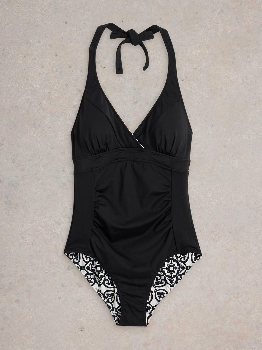 Reversible Sunshine Swimsuit in BLK MLT - FLAT BACK