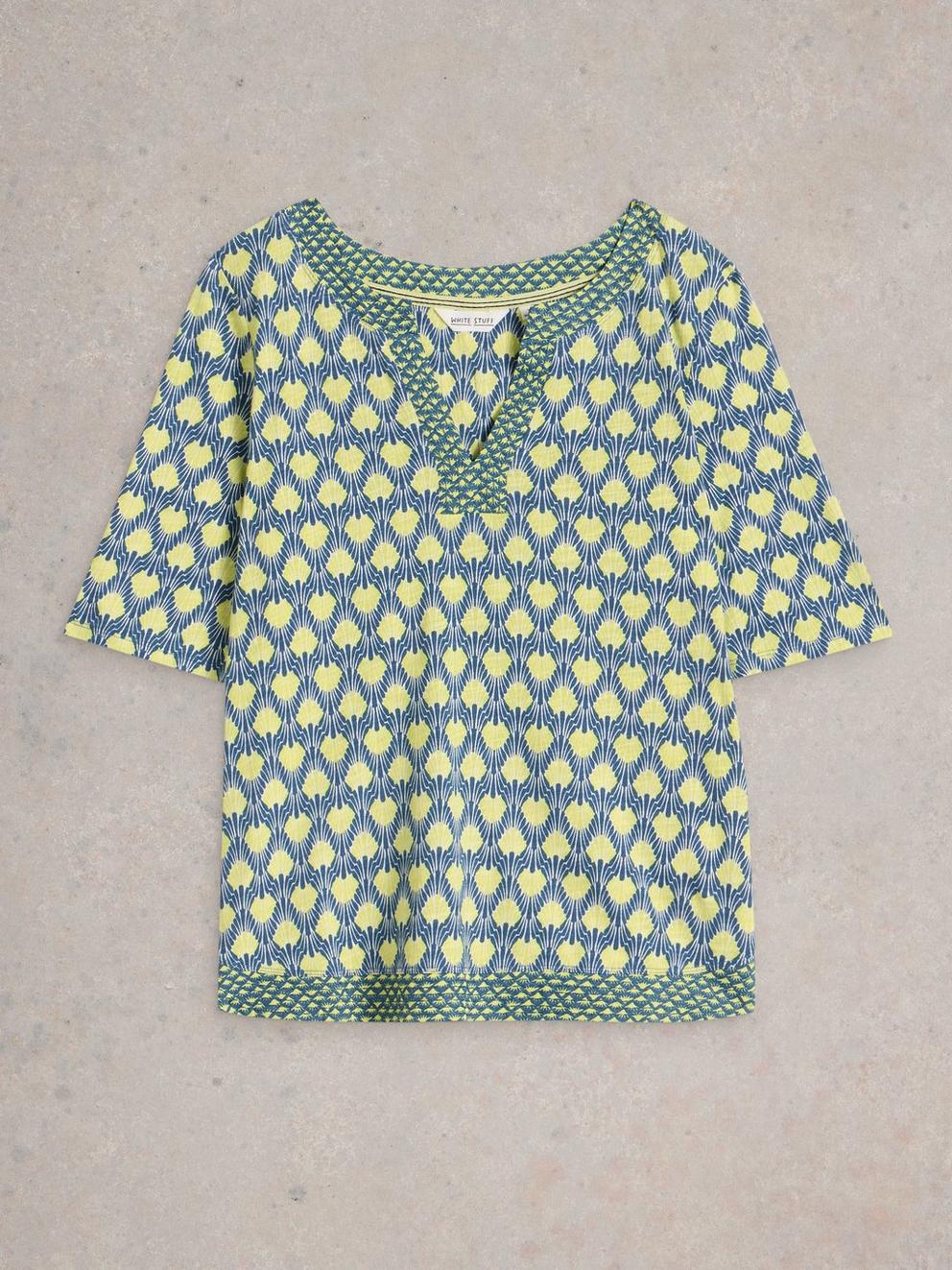 WEAVER NOTCH NECK TOP in NAVY PR - FLAT FRONT