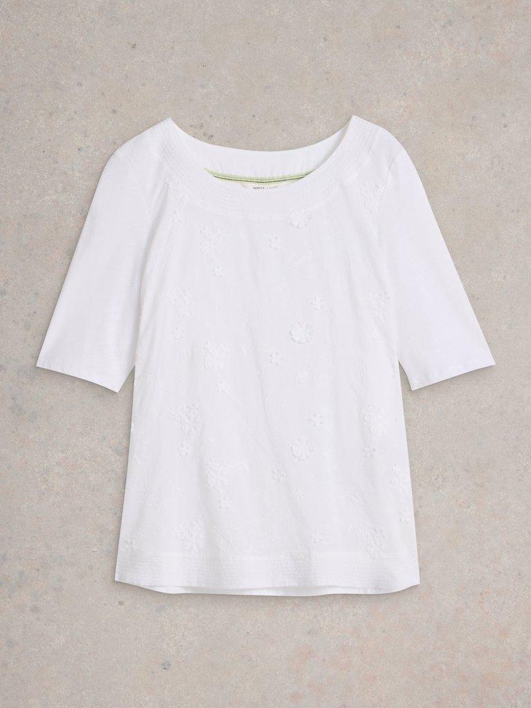 WEAVER BRODERIE TOP in BRIL WHITE - FLAT FRONT