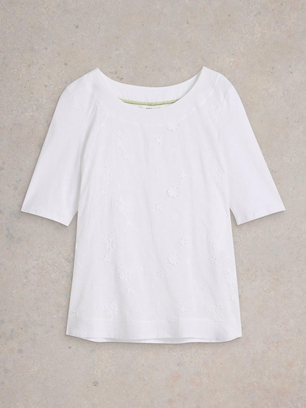 WEAVER BRODERIE TOP in BRIL WHITE - FLAT FRONT