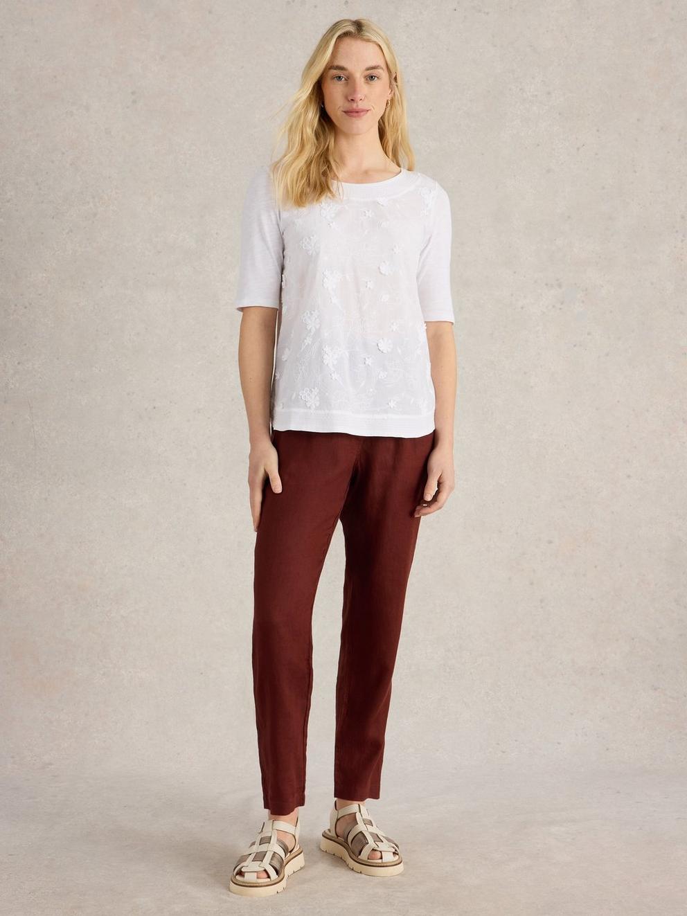 WEAVER BRODERIE TOP in BRIL WHITE - MODEL FRONT