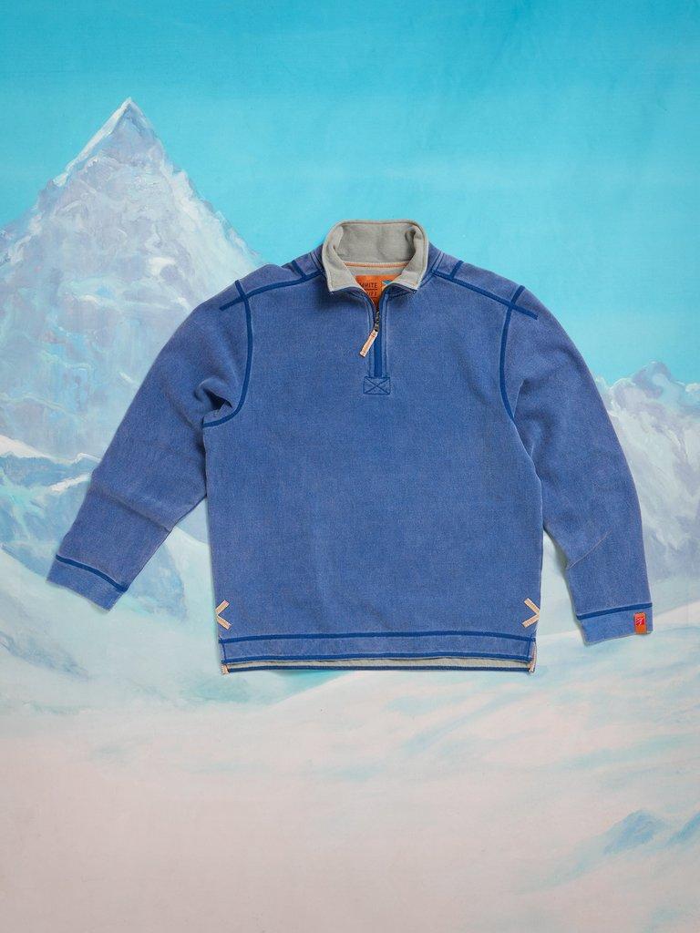 Rewind Half Zip Sweat in BLUE PR - FLAT BACK