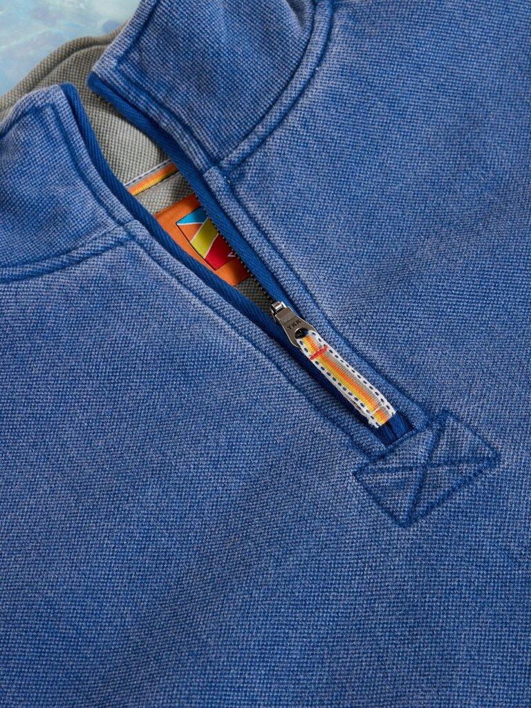 Rewind Half Zip Sweat in BLUE PR - FLAT DETAIL