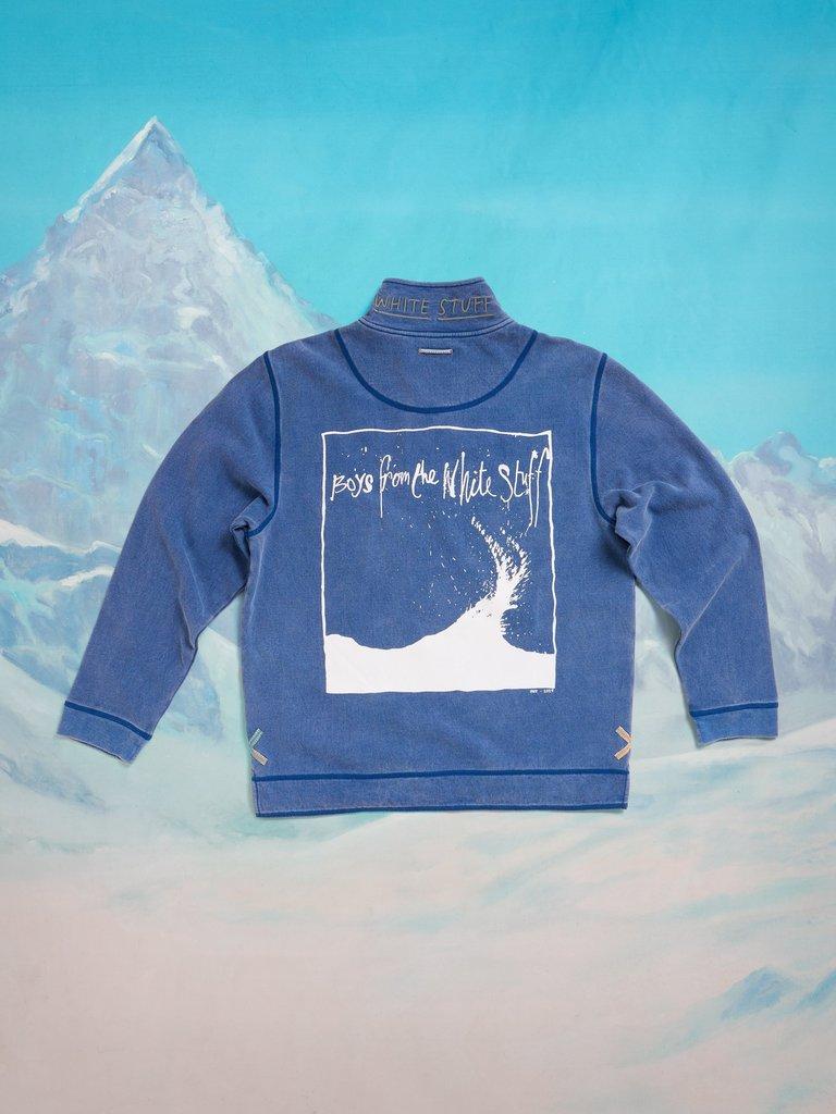 Rewind Half Zip Sweat in BLUE PR - FLAT FRONT