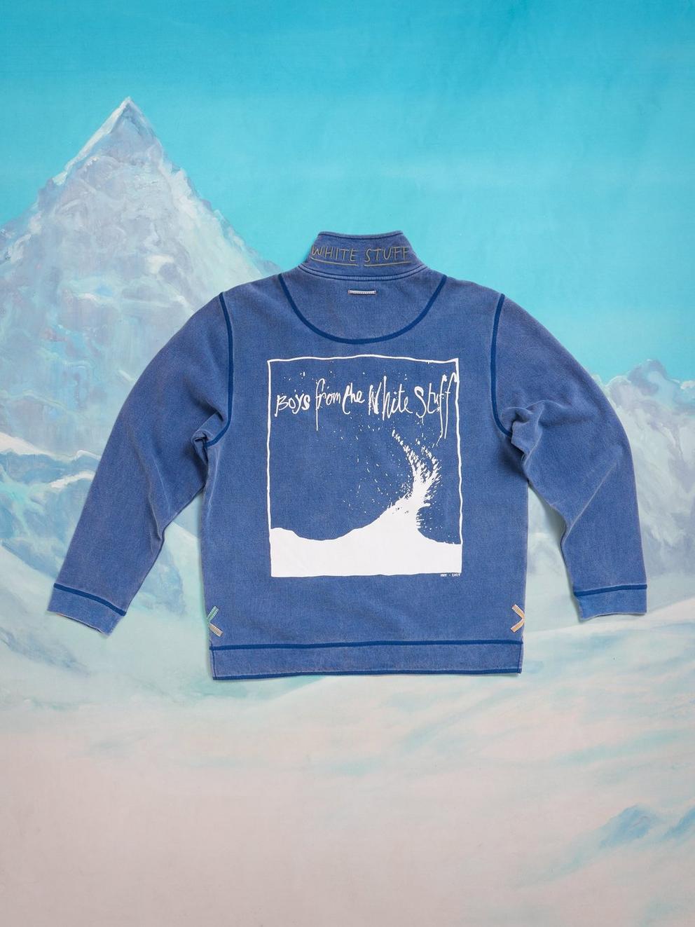 Rewind Half Zip Sweat in BLUE PR - FLAT FRONT