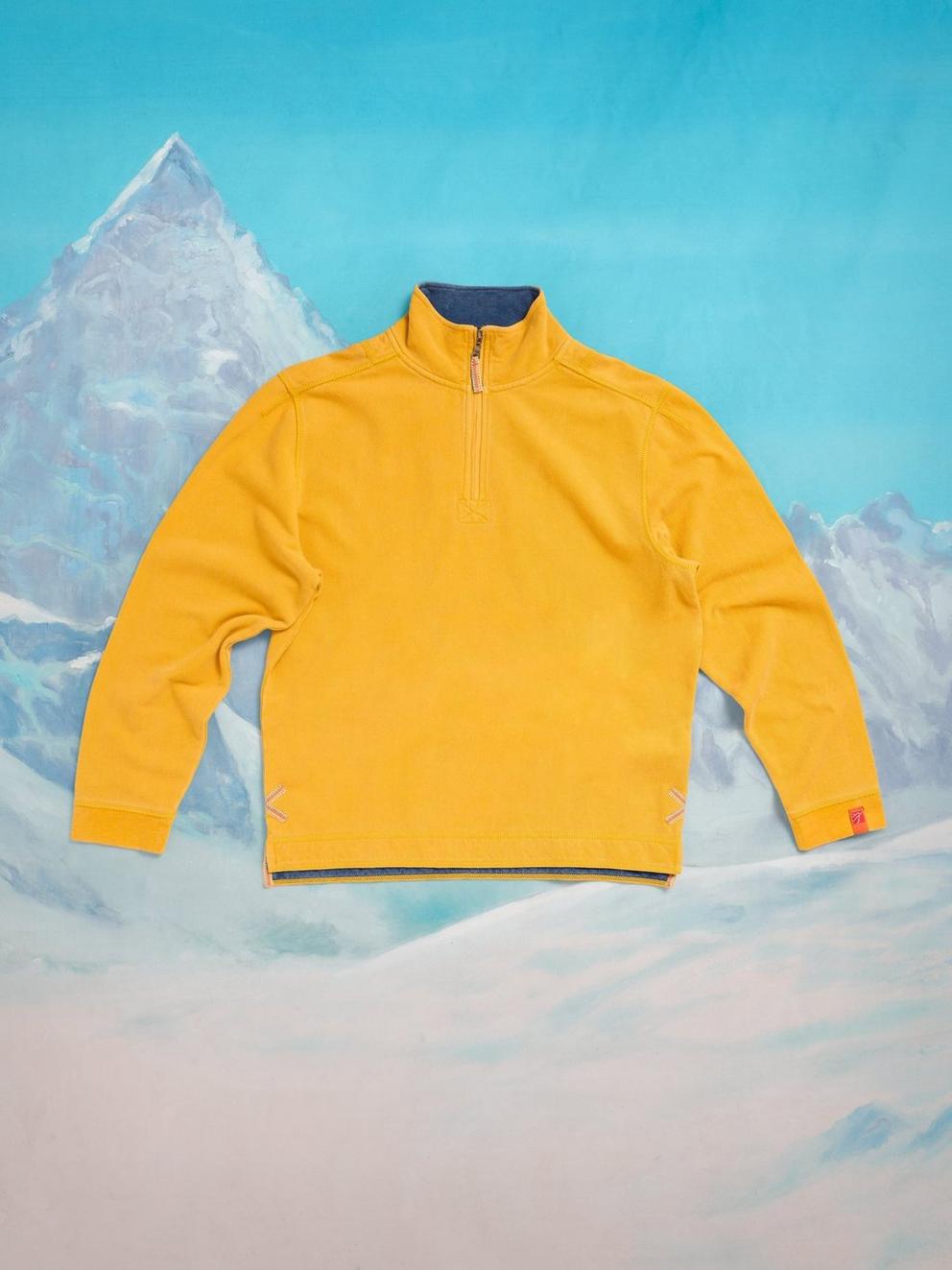Rewind Half Zip Sweat in DP YELLOW - FLAT FRONT