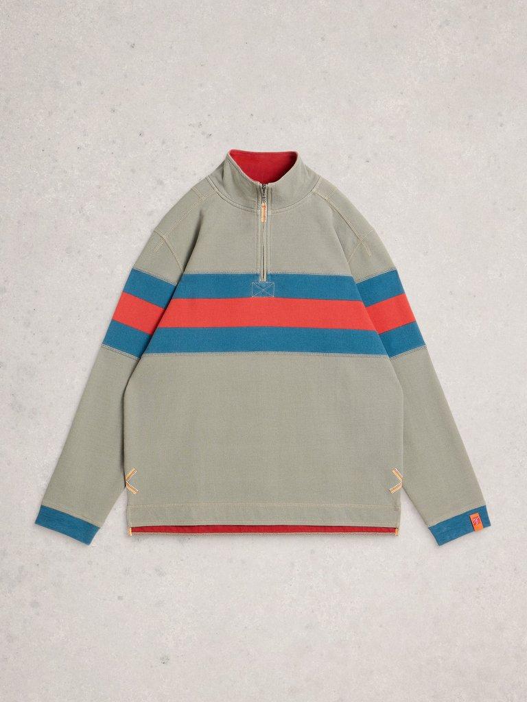 Rewind Half Zip Sweat in GREEN MLT - FLAT FRONT