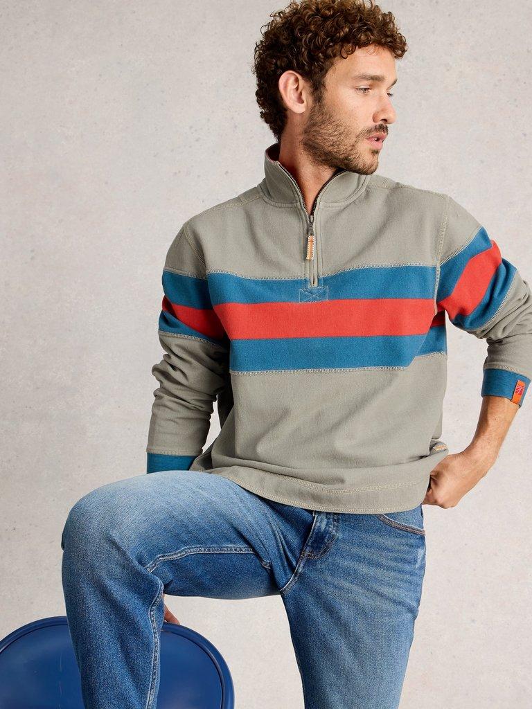 Rewind Half Zip Sweat in GREEN MLT - LIFESTYLE