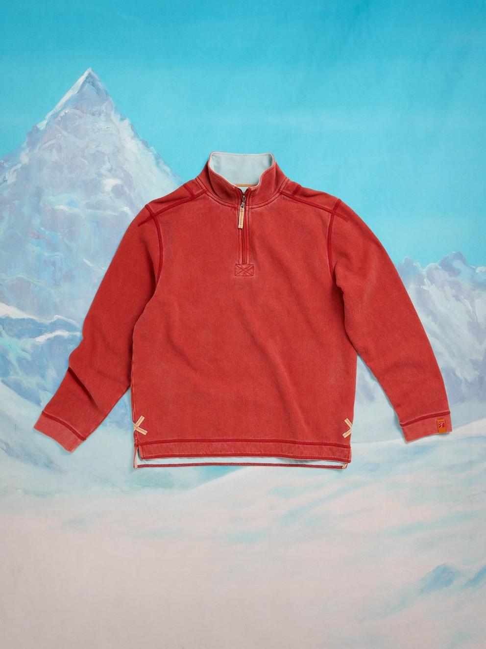 Rewind Half Zip Sweat in RED PR - FLAT BACK