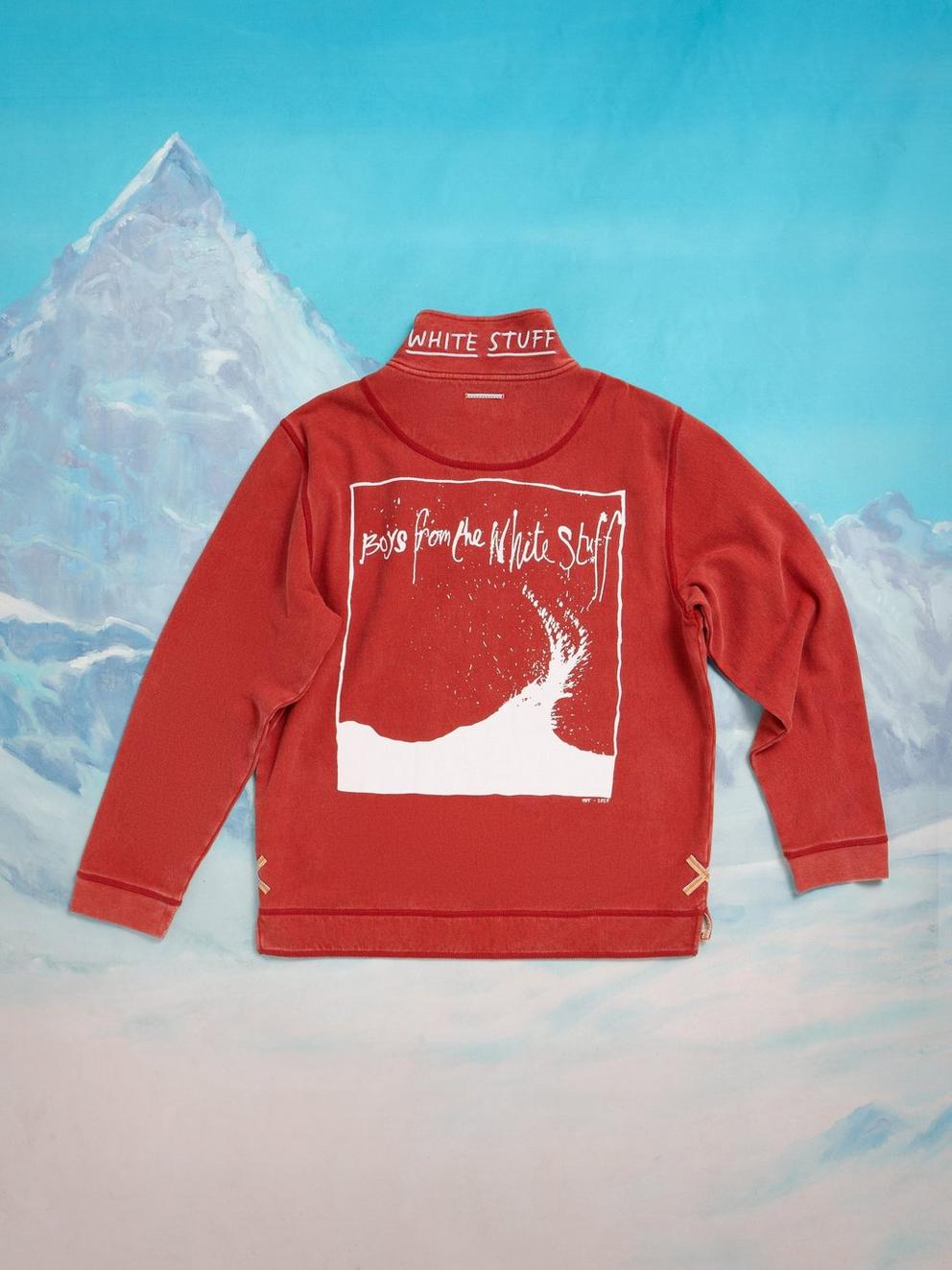 Rewind Half Zip Sweat in RED PR - FLAT FRONT