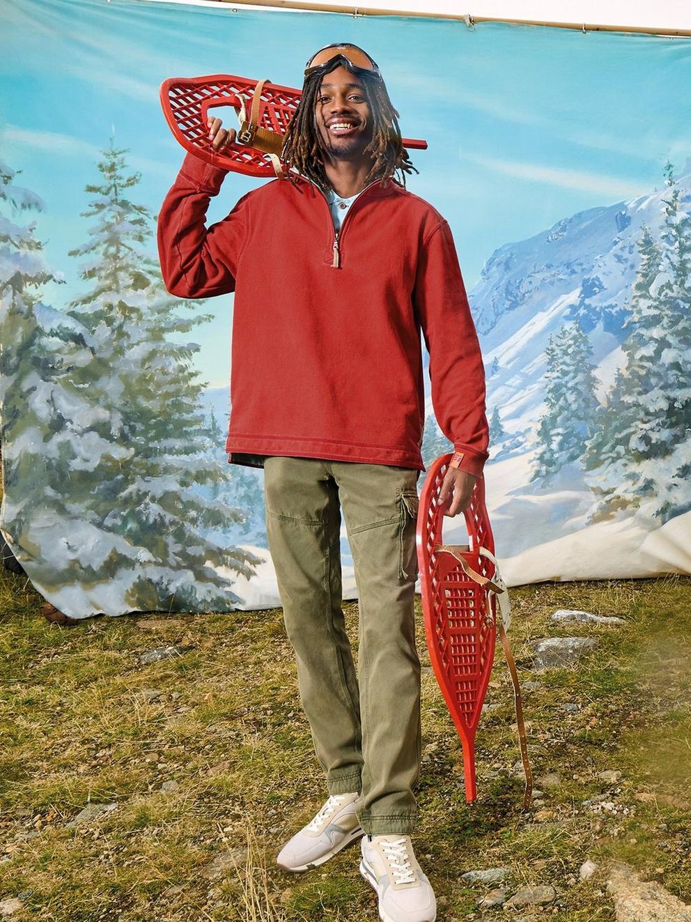 Rewind Half Zip Sweat in RED PR - MODEL BACK