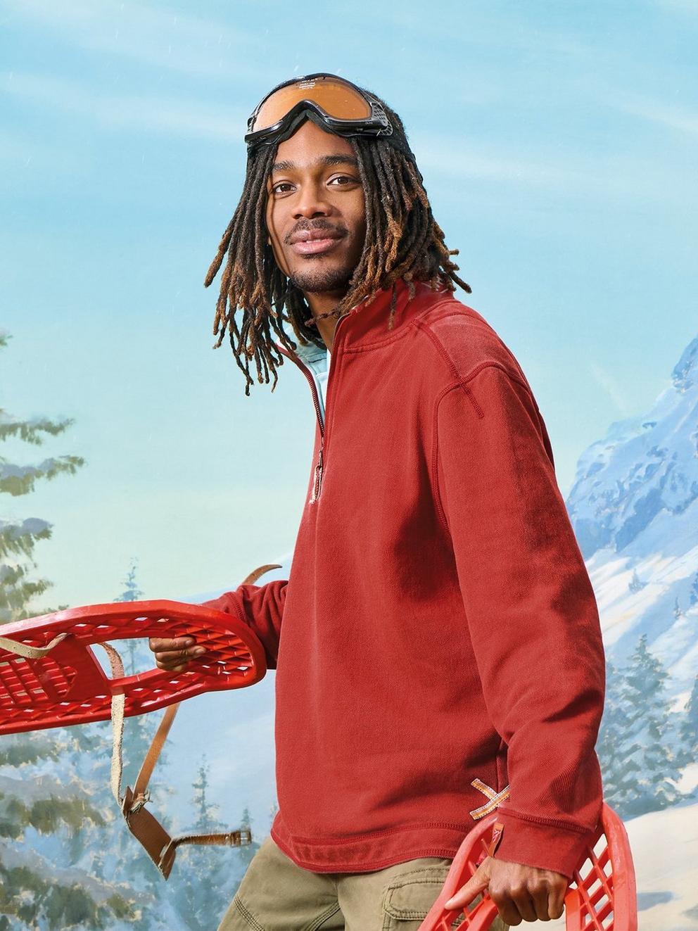 Rewind Half Zip Sweat in RED PR - MODEL DETAIL