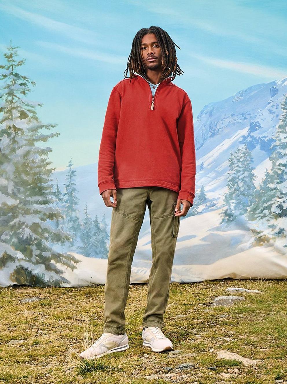 Rewind Half Zip Sweat in RED PR - MIXED