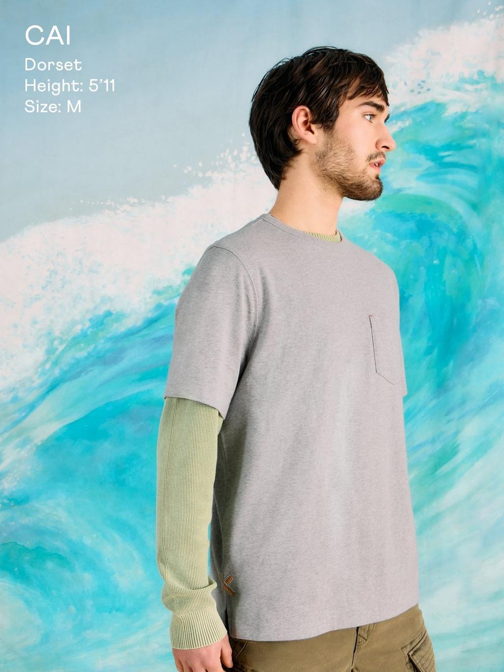 Rewind Graphic Tee in GREY PR - MODEL BACK