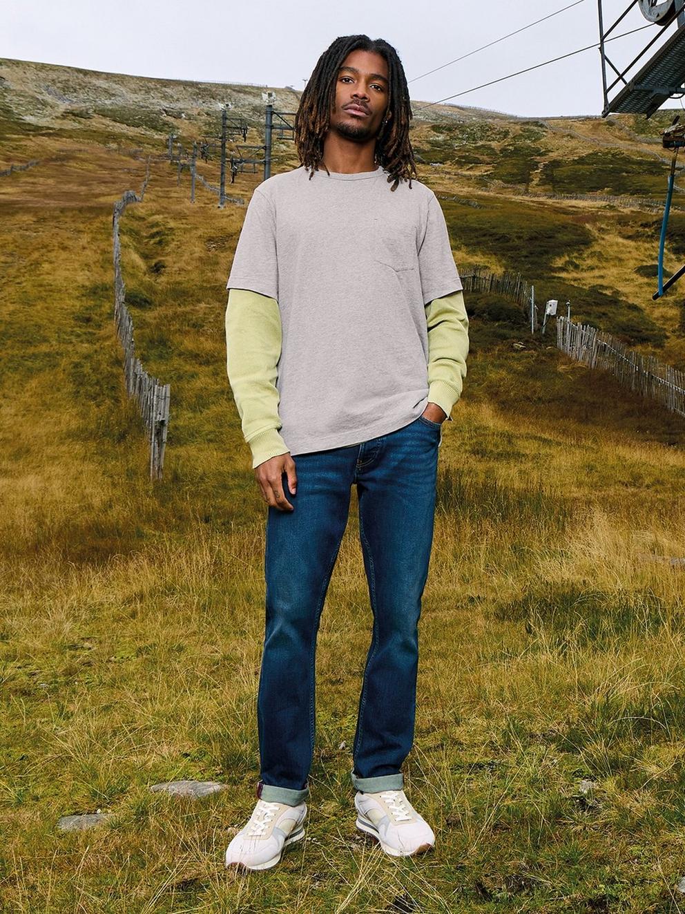 Rewind Graphic Tee in GREY PR - MODEL FRONT
