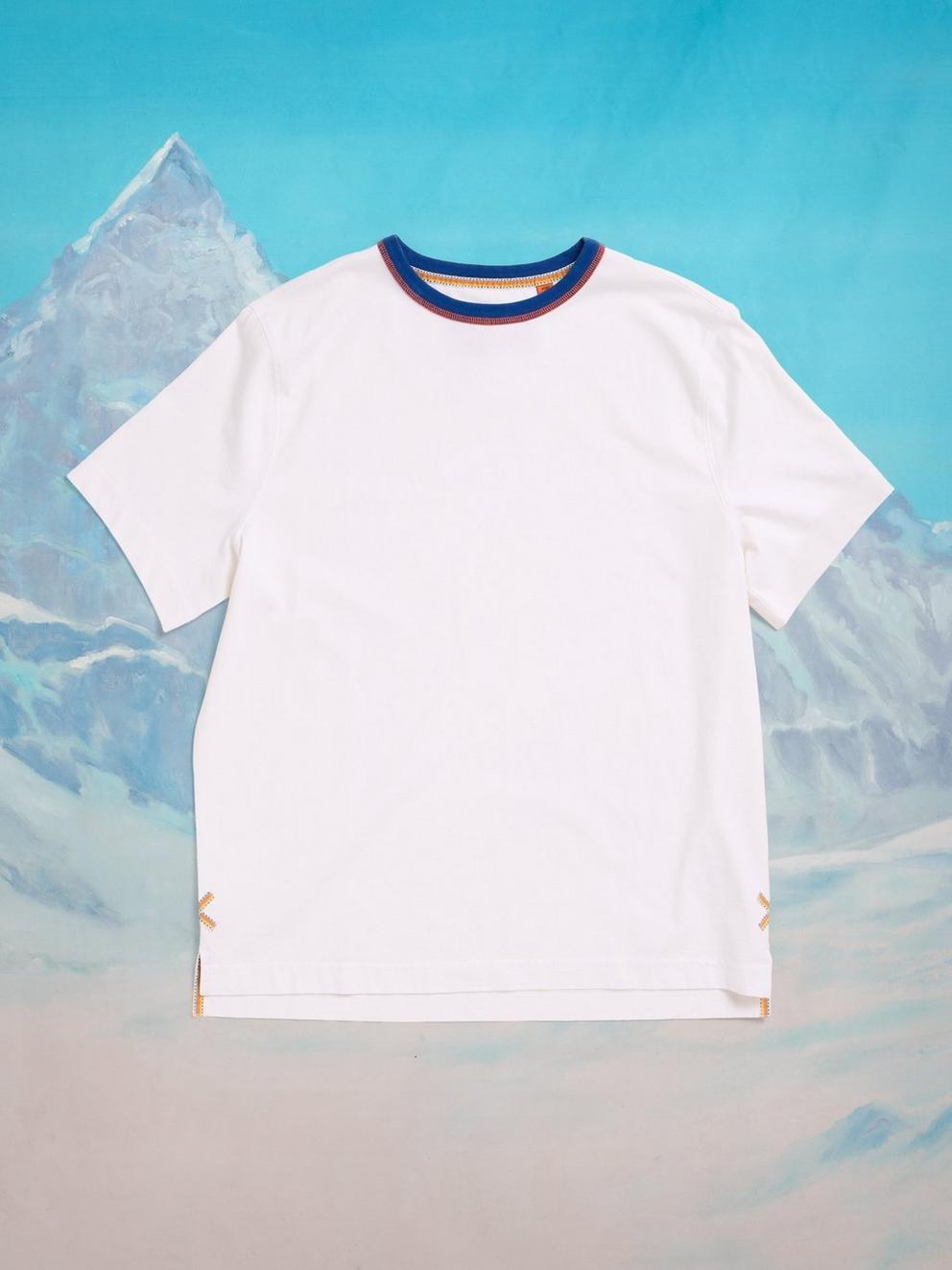 Rewind Ringer Tee in BRIL WHITE - FLAT FRONT