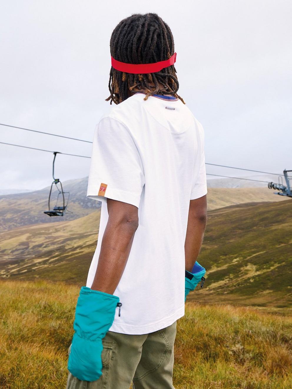 Rewind Ringer Tee in BRIL WHITE - MODEL FRONT