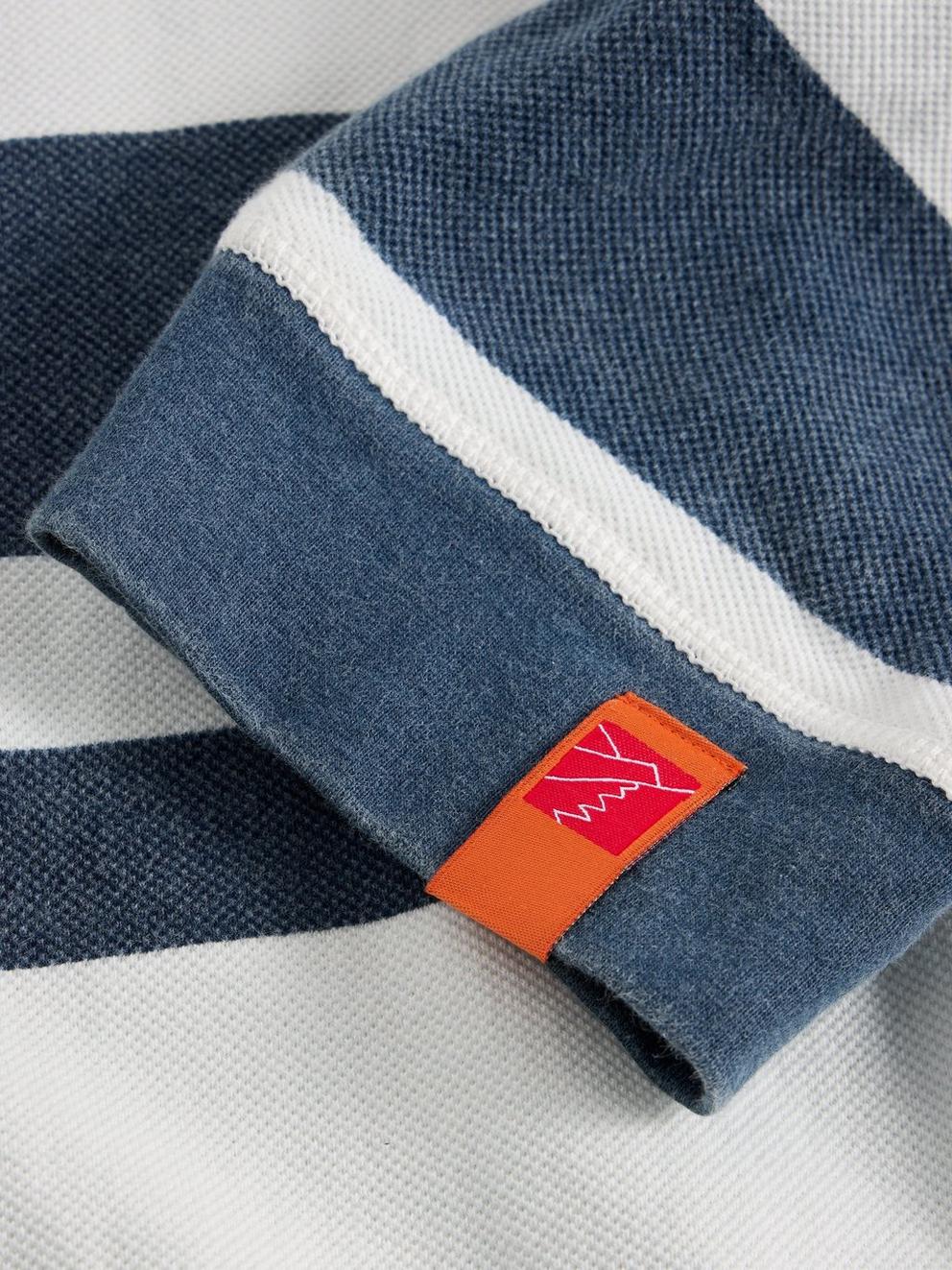 Rewind Stripe Half Zip Sweat in NAVY MULTI - FLAT DETAIL