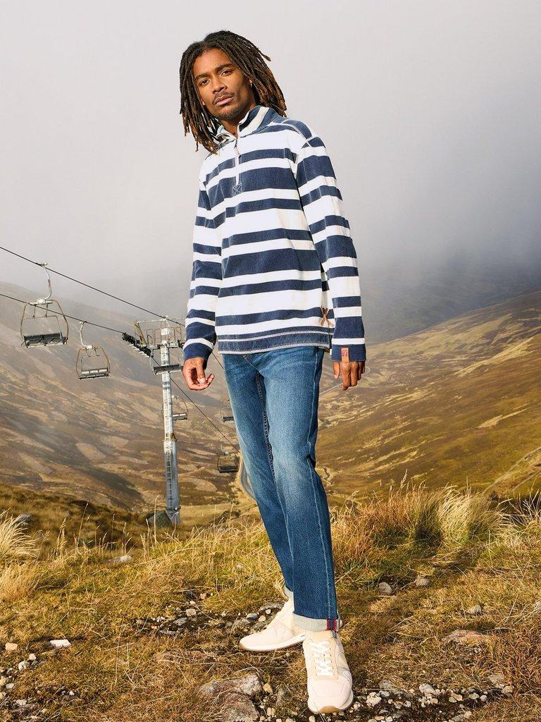 Rewind Stripe Half Zip Sweat in NAVY MULTI - MIXED
