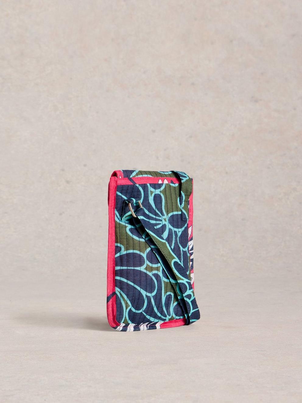 Coco Printed Phone Bag in BLUE PR - MODEL BACK