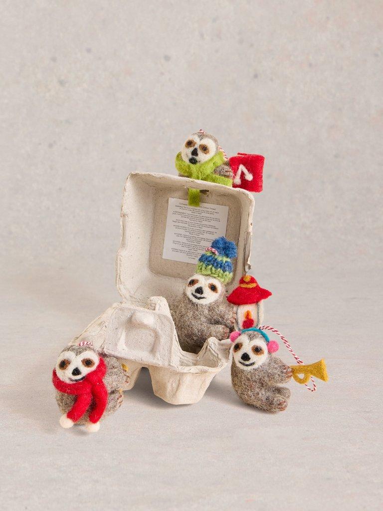 Christmas Carol Sloth Egg Box in GREY MLT - FLAT FRONT