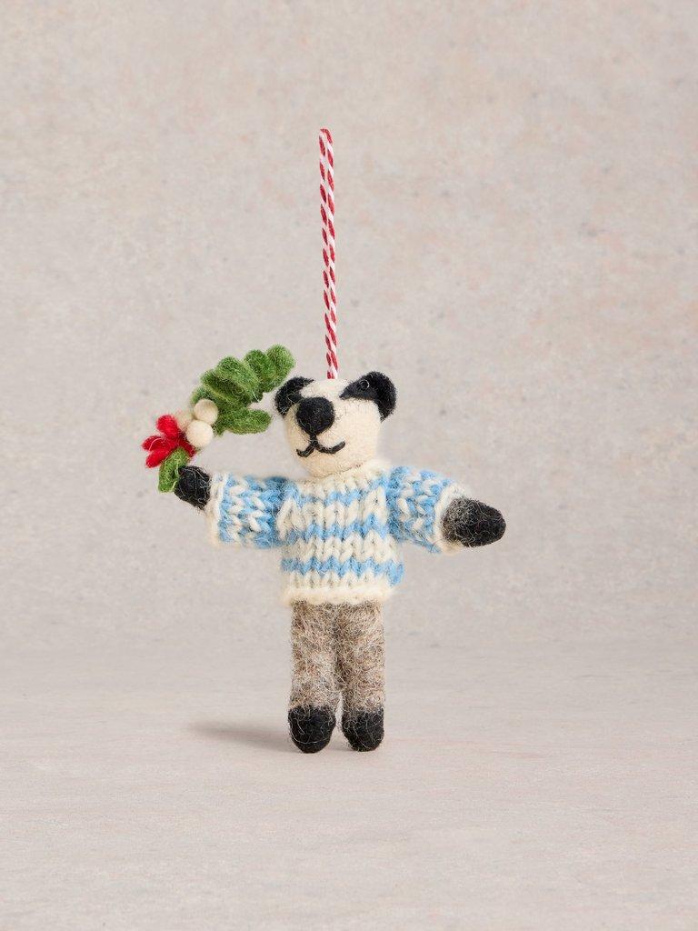 Mistletoe Badger Hanging Dec in BLUE MLT - FLAT FRONT