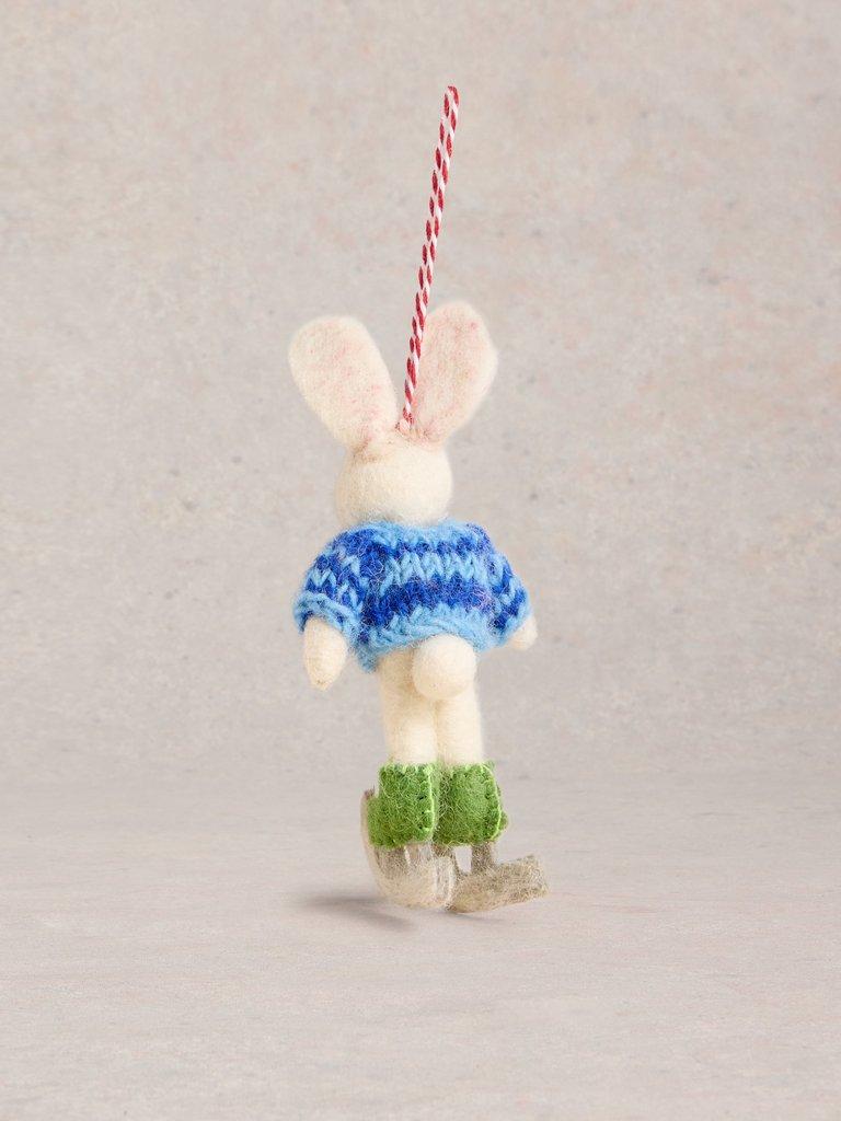 Ice Skating Rabbit Hanging Dec in GREY MLT - FLAT DETAIL