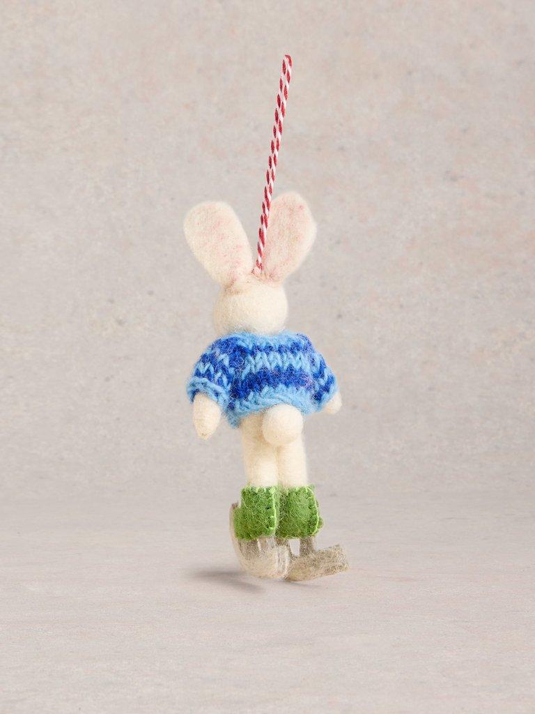 Ice Skating Rabbit Hanging Dec in GREY MLT - FLAT DETAIL