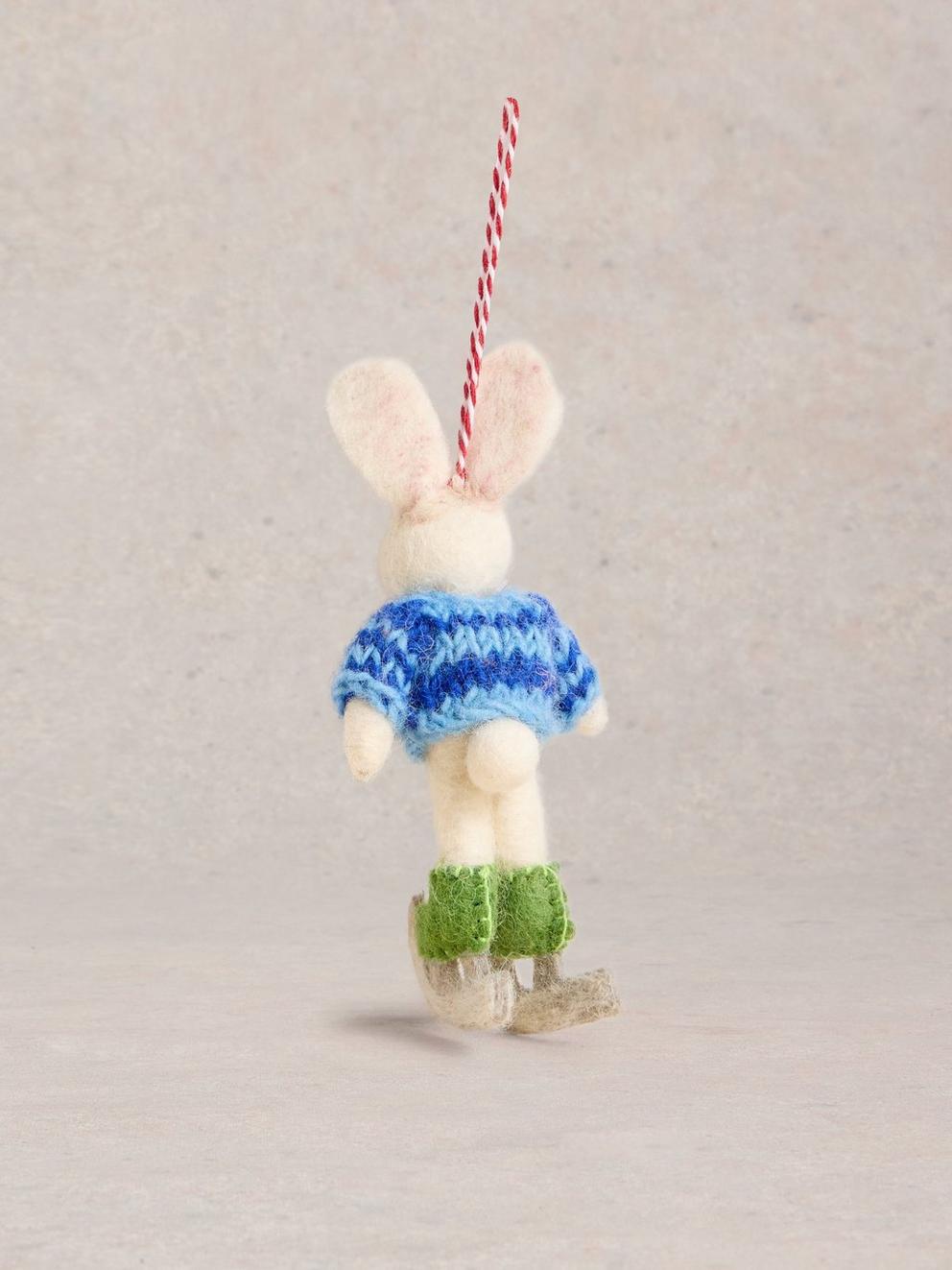 Ice Skating Rabbit Hanging Dec in GREY MLT - FLAT DETAIL