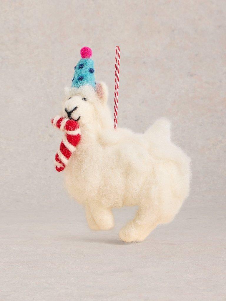 Borg Llama Hanging Dec in WHITE MLT - FLAT FRONT