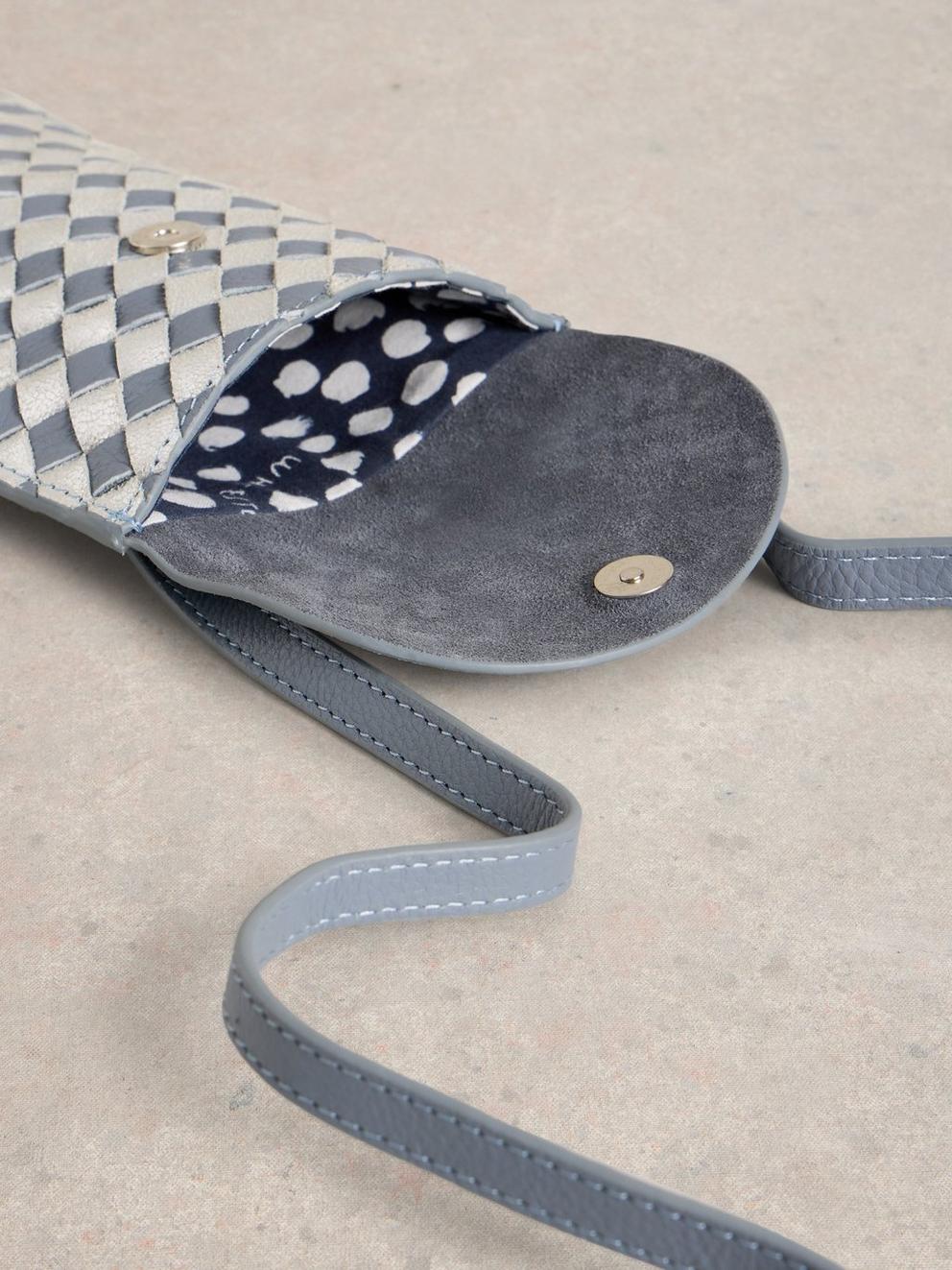 Coco Weave Phone Bag in BLUE MLT - FLAT DETAIL