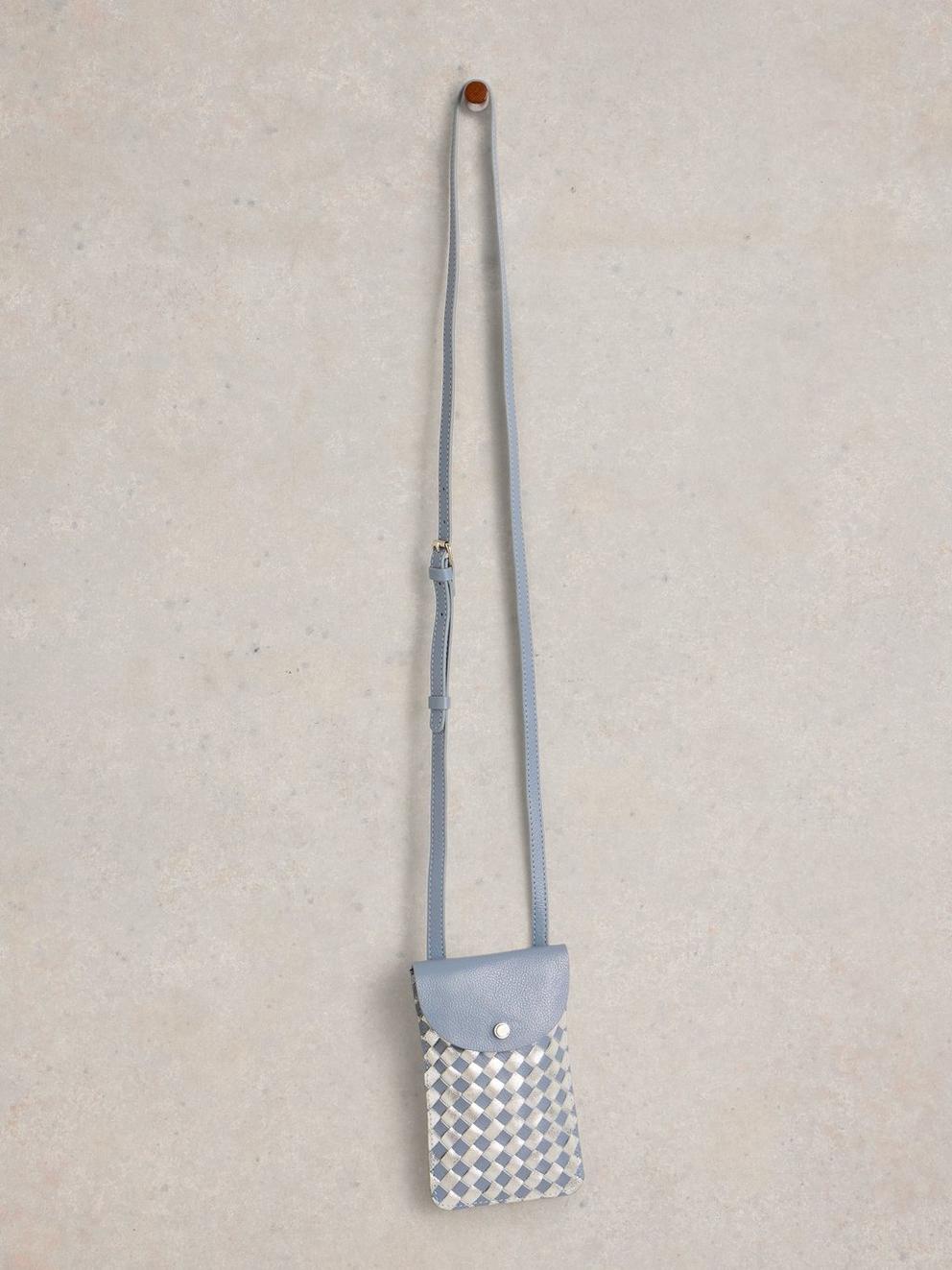 Coco Weave Phone Bag in BLUE MLT - FLAT FRONT
