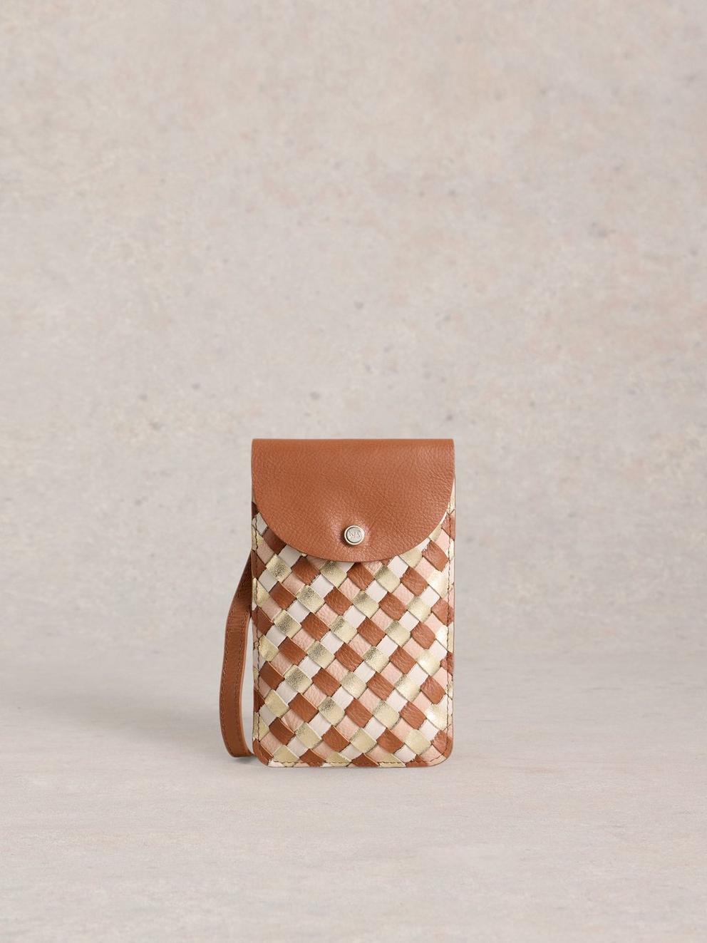 Coco Weave Phone Bag in TAN MULTI - LIFESTYLE