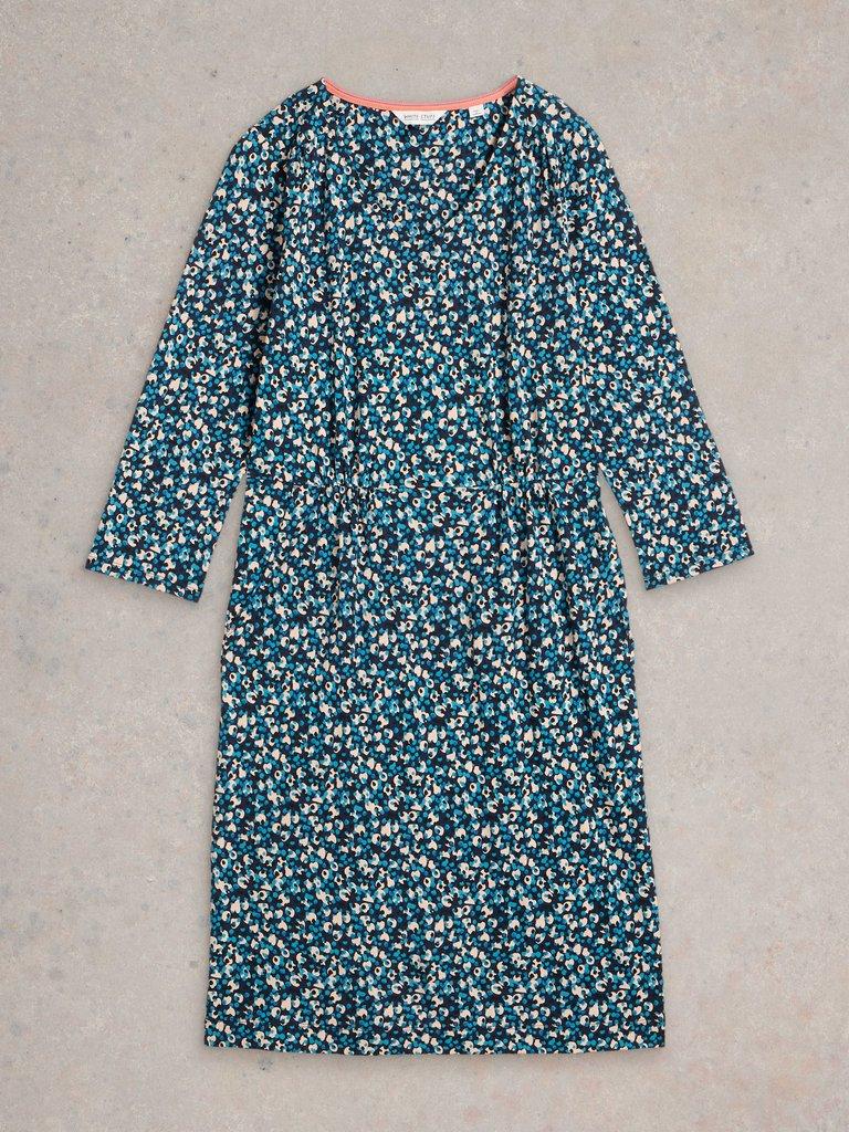 Tallie Jersey Crew Neck Dress in NAVY MULTI - FLAT FRONT