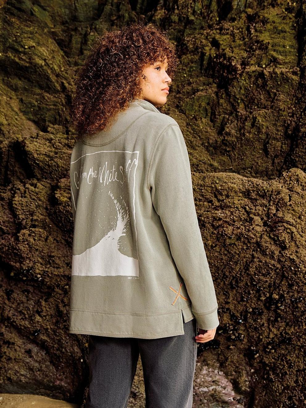 Rewind Half Zip Sweat Womens in KHAKI GRN - MIXED