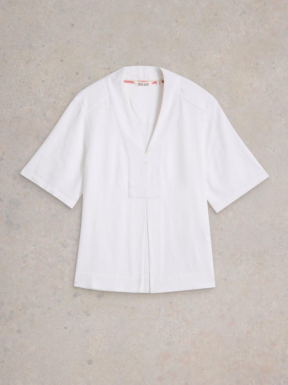 CELIA MIX SS SHIRT in BRIL WHITE - FLAT FRONT
