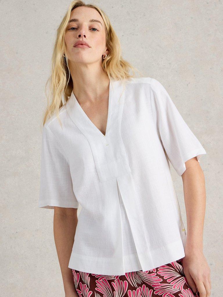 CELIA MIX SS SHIRT in BRIL WHITE - LIFESTYLE