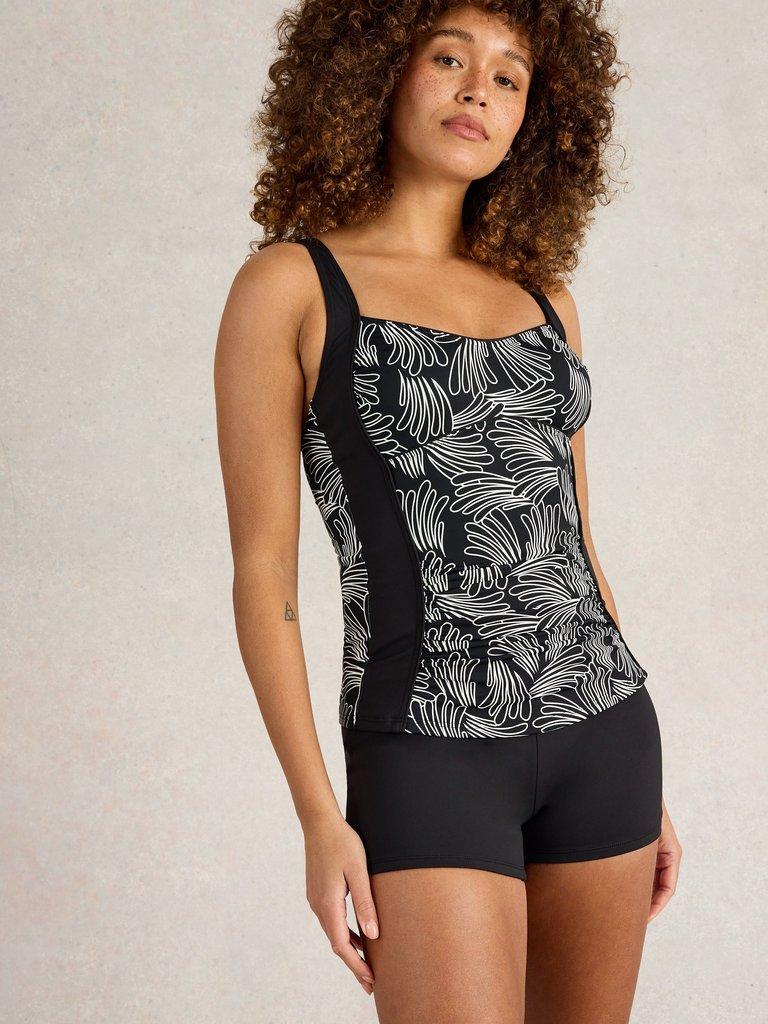 Splash Tankini Top in BLK MLT - MODEL DETAIL