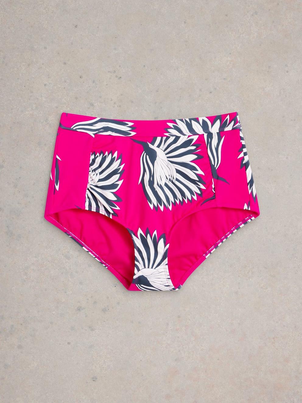 Suki High Waist Bikini Bottom in PINK PR - FLAT FRONT