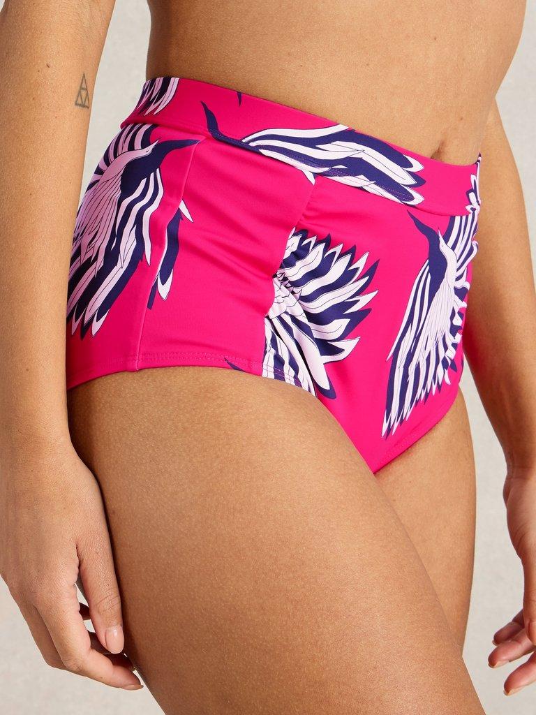 Suki High Waist Bikini Bottom in PINK PR - MODEL DETAIL