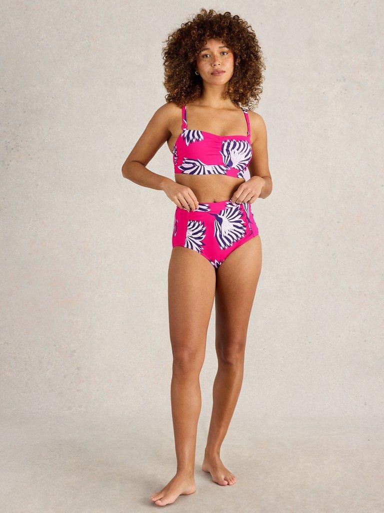 Suki High Waist Bikini Bottom in PINK PR - MODEL FRONT