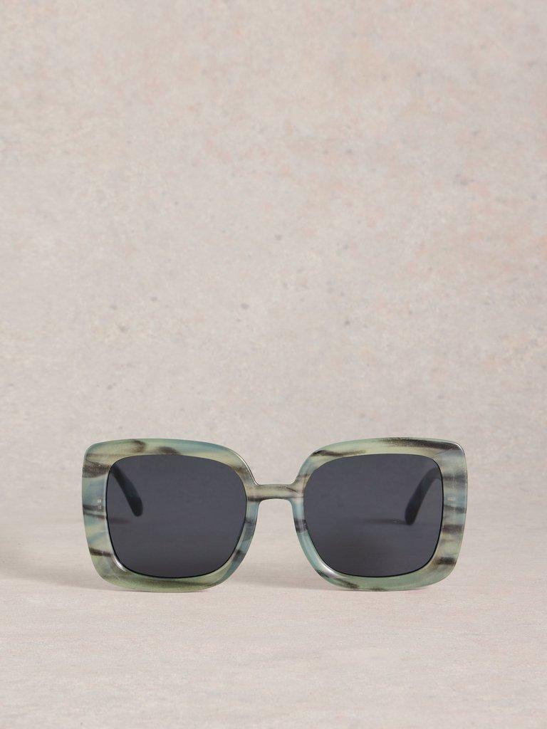 Oversized Square Sunglasses in BLUE MLT - FLAT BACK