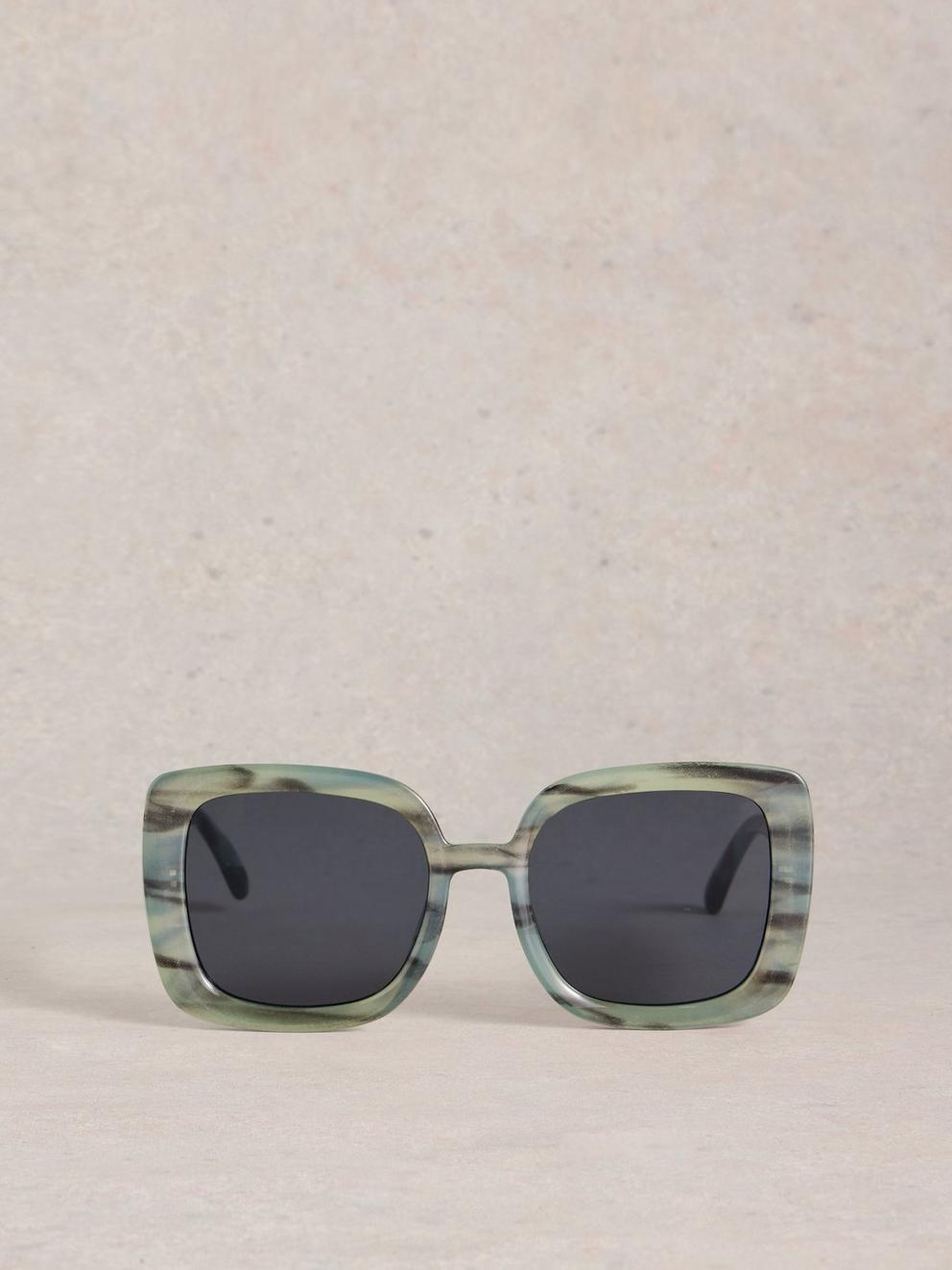 Oversized Square Sunglasses in BLUE MLT - FLAT BACK