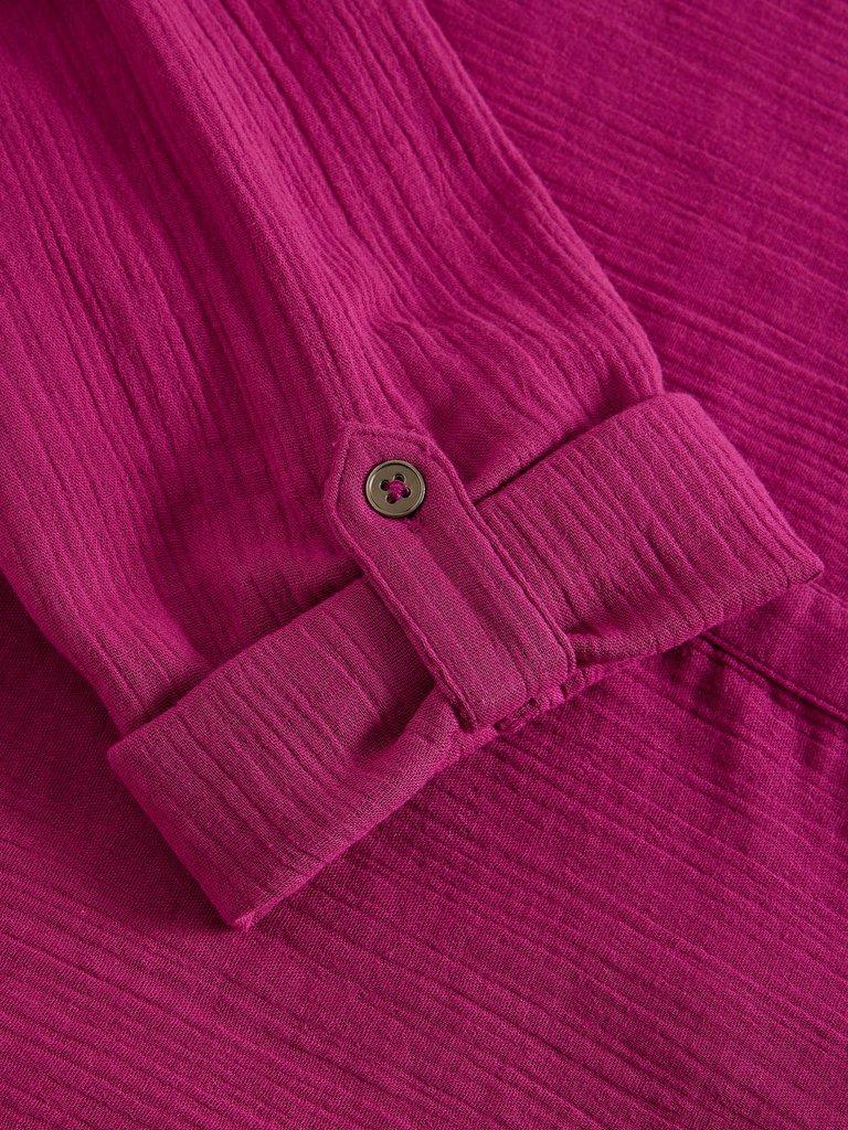 ANNIE DOUBLE CLOTH SHIRT in MID PLUM - FLAT DETAIL